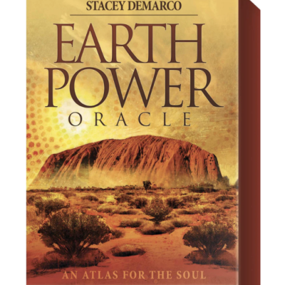 Caixa de baralho Earth Power Oracle com imagem desértica e texto em destaque