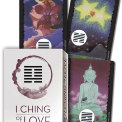 Cartas de I Ching of Love com caixa branca e ilustrações coloridas