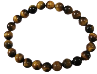Pulseira com contas de pedra castanho-dourado e preto