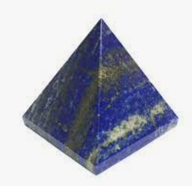 Pirâmide de pedra lapis-lazúli azul com manchas douradas