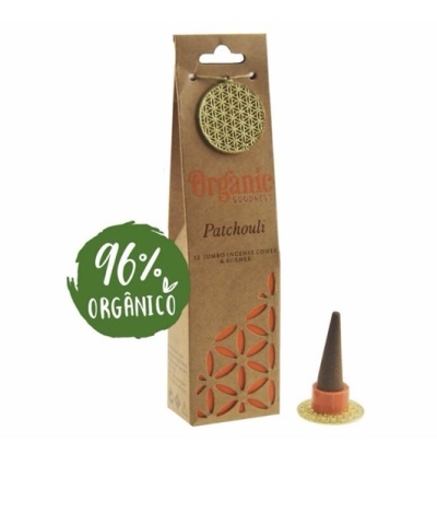 Embalagem de incensos Patchouli com suporte e cone
