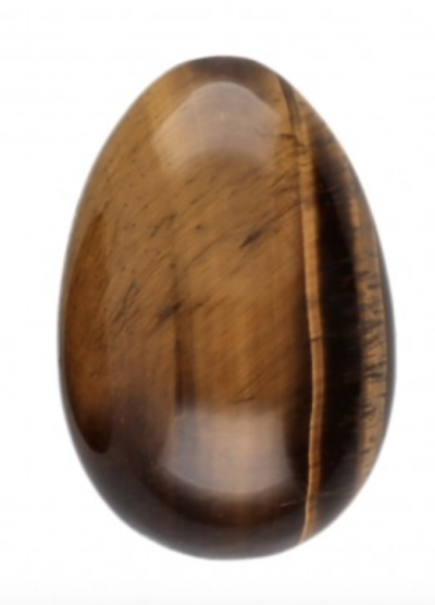 Pedra polida oval castanho dourado com padrões escuros