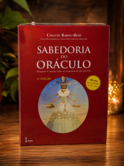 Caixa vermelha do produto Sabedoria do Oráculo com imagem artística e texto em português