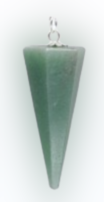 Pêndulo de pedra verde com argola metálica para pendurar
