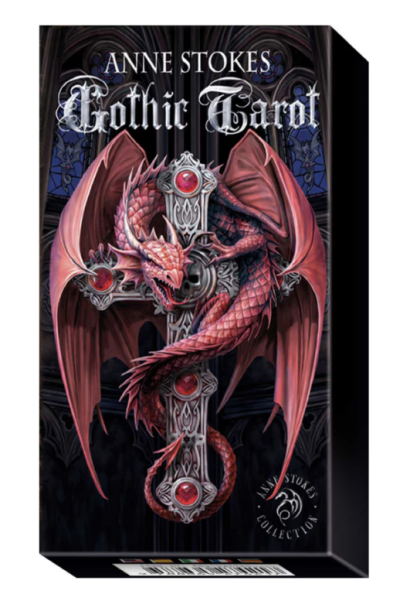 Embalagem de baralho Gothic Tarot com dragão vermelho em cruz