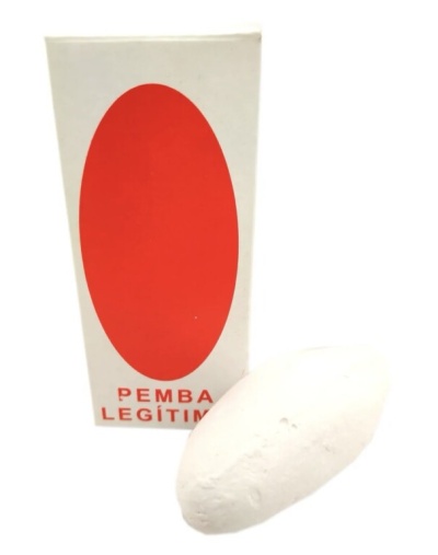 Barra branca de pemba com embalagem branca e vermelho PEMBA LEGÍTIMA