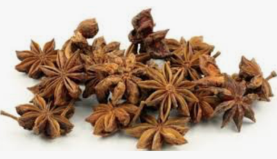 Estrelas de anis secas castanhas em fundo branco