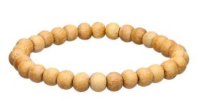 Pulseira de contas de madeira claras redondas