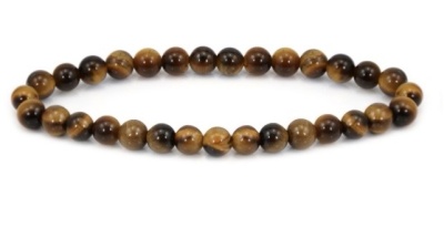 Pulseira de contas de pedra olho de tigre castanha