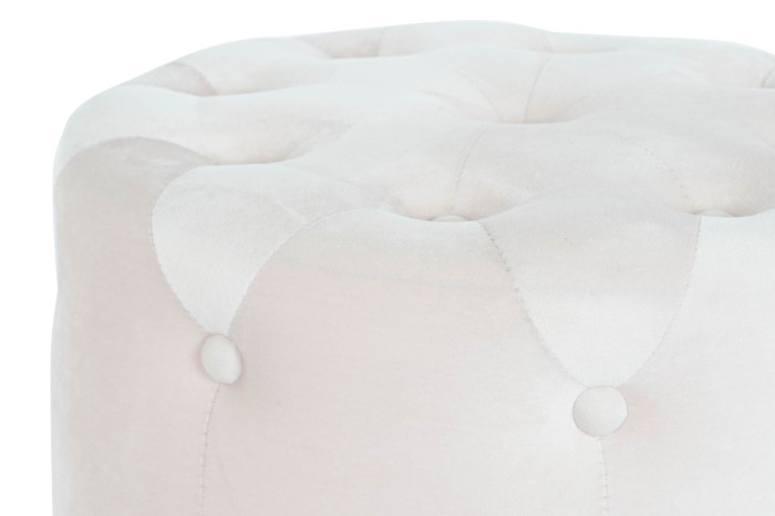 IT206636 MED Pufe redondo estofado bege claro com padrão capitonê