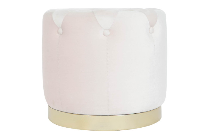 IT206636 MED Pufe redondo estofado branco com base dourada
