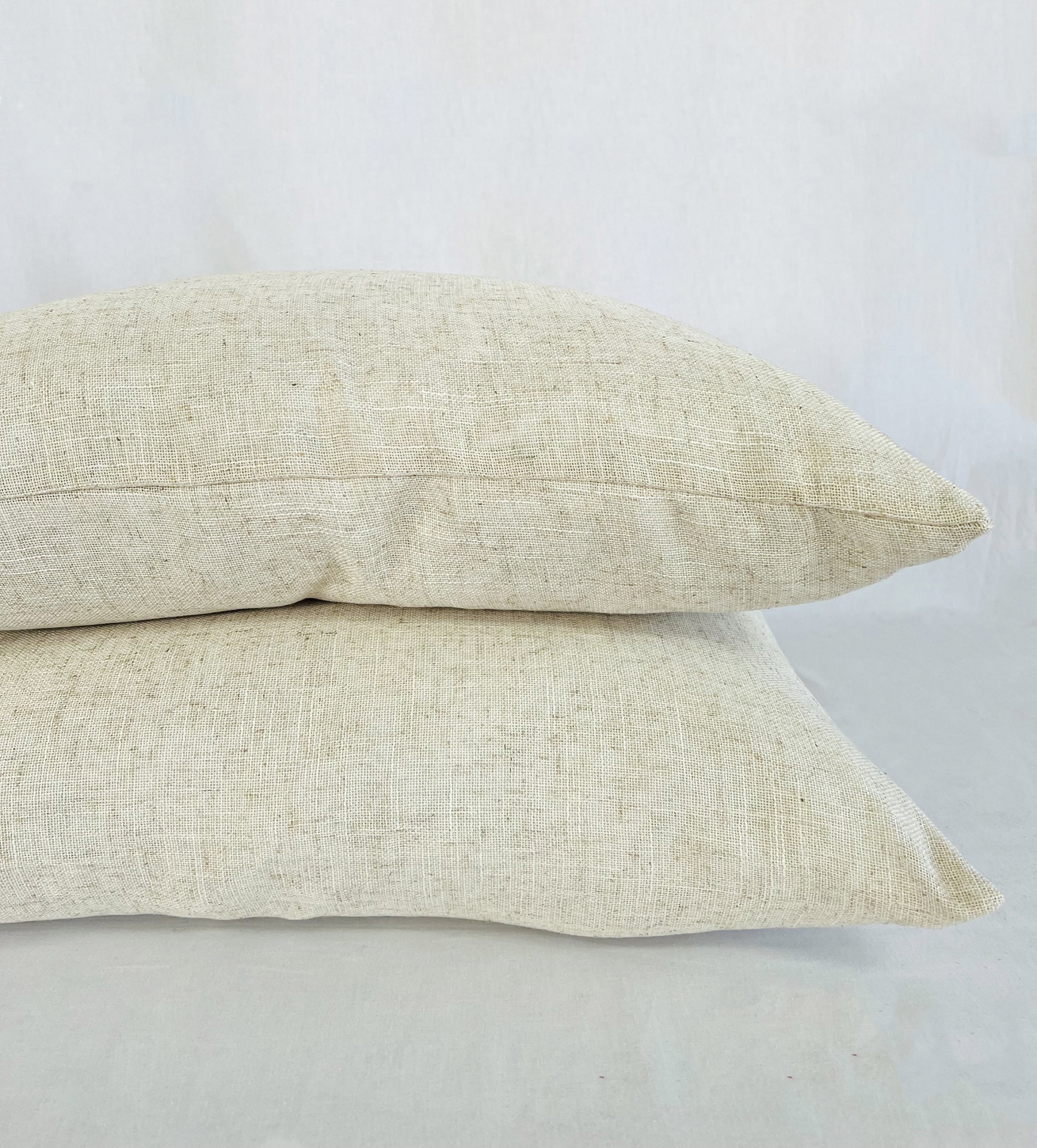 AL6060Indie Duas almofadas retangulares bege claro em tecido de linho