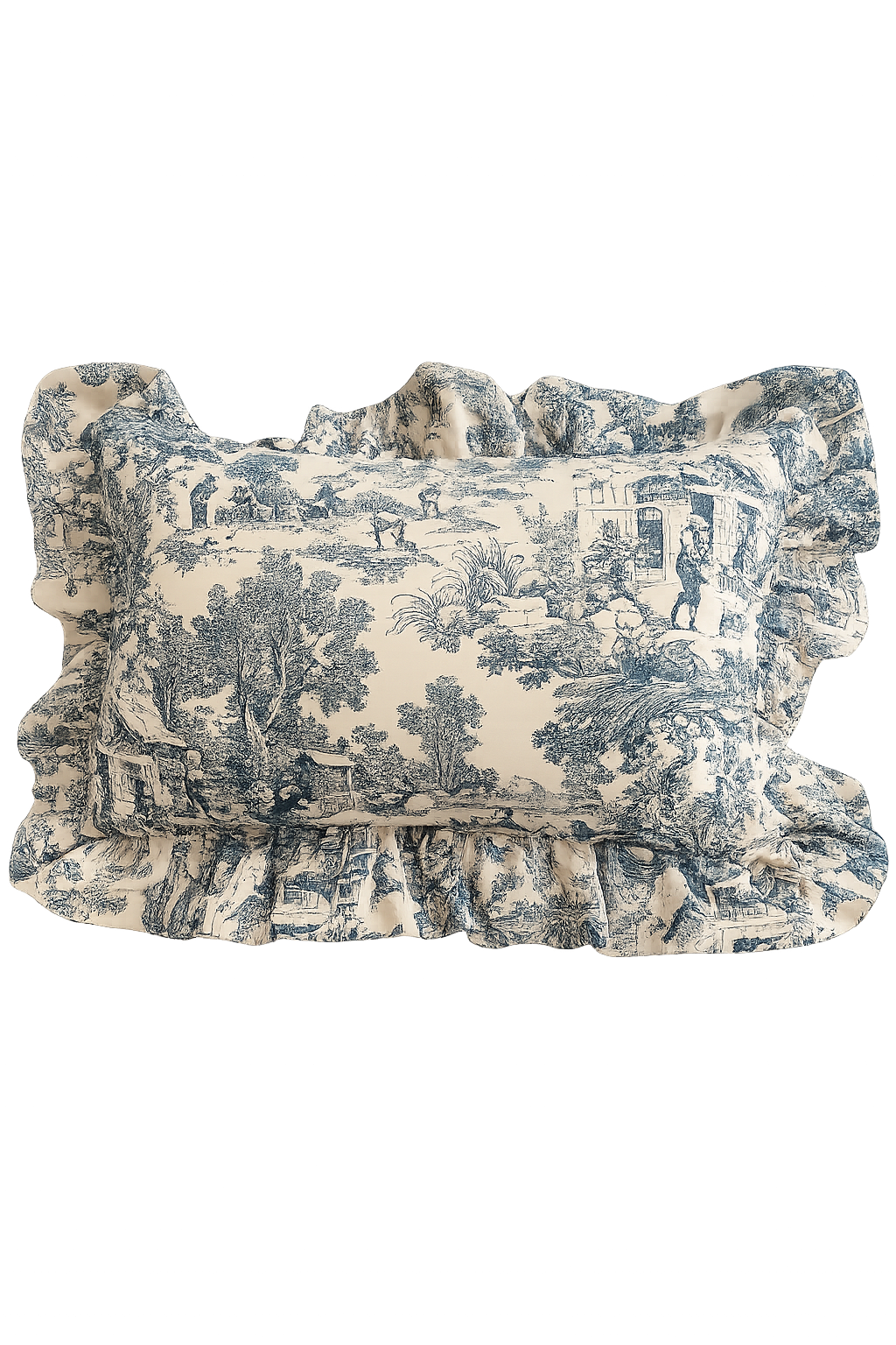 AL6040Vintage Almofada retangular decorativa em tecido estampado com folhos