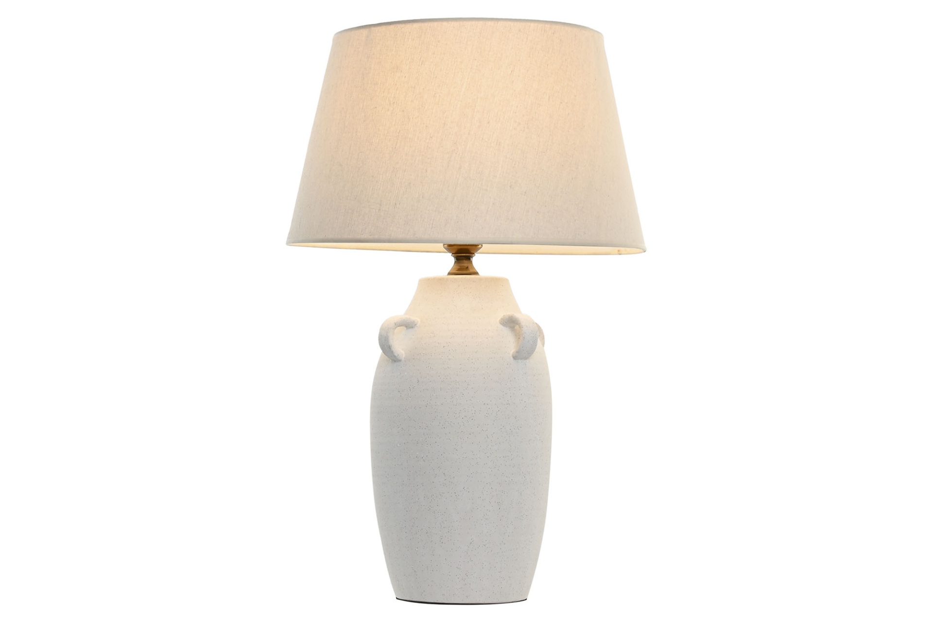 IT222067 Candeeiro de mesa cerâmico branco com abajur beige