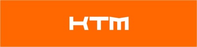 Logotipo branco KTM em fundo laranja
