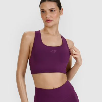 Top desportivo feminino roxo com logótipo 4F no peito