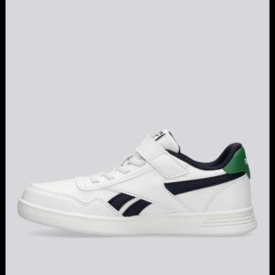 Tênis branco com detalhes preto e verde e fecho de velcro