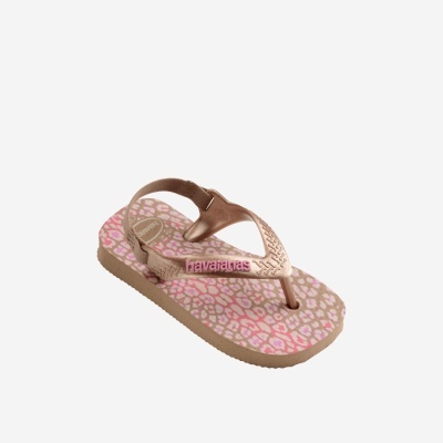 Chinelo Havaianas para bebé rosa e bege com padrão de manchas