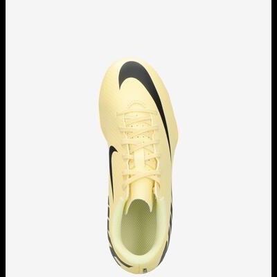 Ténis desportivo amarelo com swoosh preto da Nike visto de cima