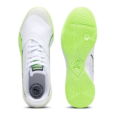 Sapatilhas de desporto brancas e verdes fluorescentes da Puma