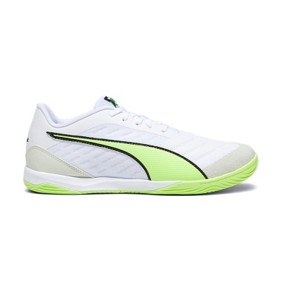 Ténis desportivo branco e verde-limão com sola verde