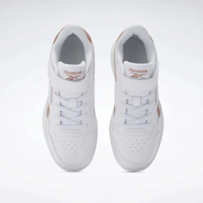 Sapatilhas brancas Reebok com detalhes castanhos e fecho de velcro