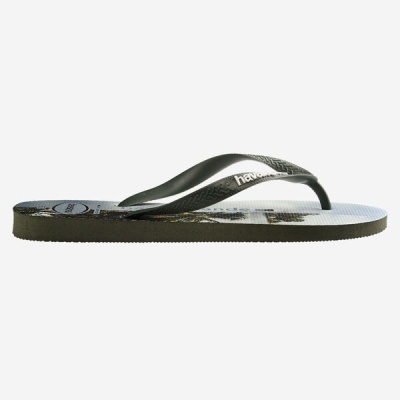 Chinelo havaianas preto e branco com logótipo nas tiras