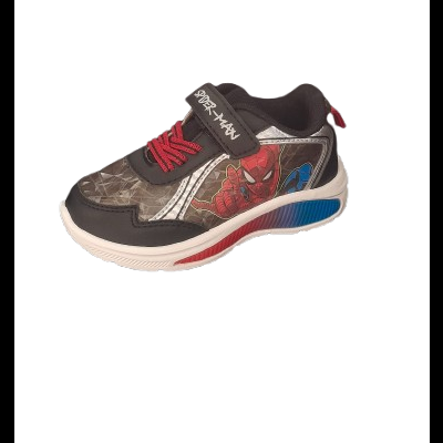 Tênis infantil Spider-Man cinza, preto, vermelho e azul