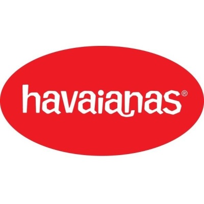 Logótipo Havaianas branco em fundo vermelho