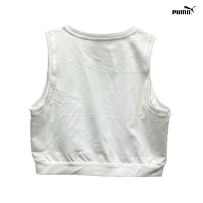 Camisola regata branca da Puma com logotipo no canto superior direito