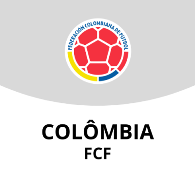 Emblema da Federação Colombiana de Futebol com texto COLÔMBIA FCF