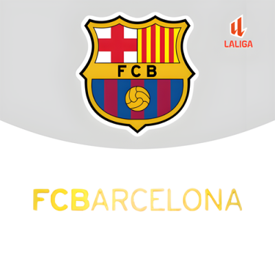 Emblema do FC Barcelona com texto e logótipo LaLiga