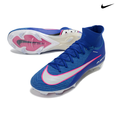 Ténis de futebol Nike Air Zoom azuis com sola com cravos e detalhes rosa