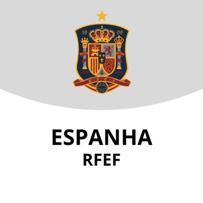 Escudo da seleção de futebol da Espanha com texto ESPANHA RFEF