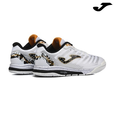 Ténis desportivos Joma brancos com detalhes pretos e amarelos