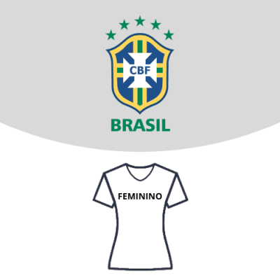 Logotipo da CBF e ilustração de t-shirt com texto FEMININO