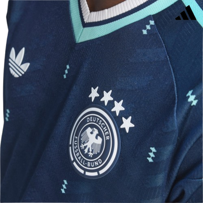 Camisola desportiva azul escura com logótipos Adidas e DEUTSCHER FUSSBALL-BUND