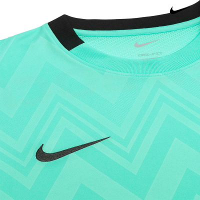 Camisola desportiva verde água com padrão zig-zag e logo Nike preto