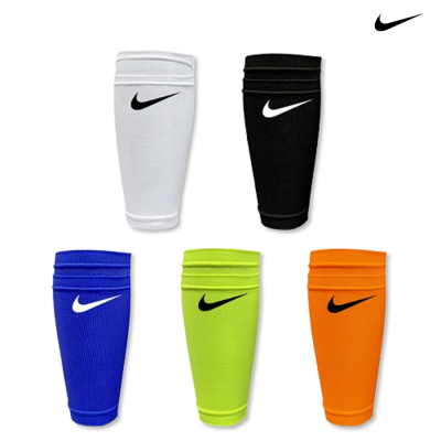 Polainas desportivas Nike em branco, preto, azul, verde-limão e laranja com logótipo