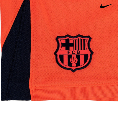Camisola desportiva laranja com faixa preta e emblema FCB bordado e logotipo Nike
