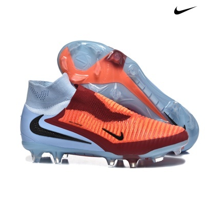 chuteiras de futebol Nike Grip Knit laranja, vermelhas e azuis claras