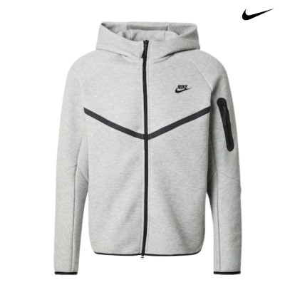 Casaco com capuz cinza claro da Nike com fecho de correr e bolso na manga esquerda