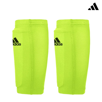 Caneleiras amarelas fluorescentes Adidas em tecido mesh com logo preto