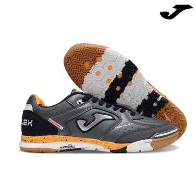 Ténis desportivos Joma cinzento, preto e laranja com sola padrão geométrico