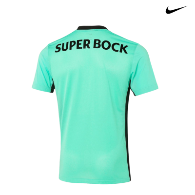Camisola desportiva verde água com texto SUPER BOCK e logo Nike