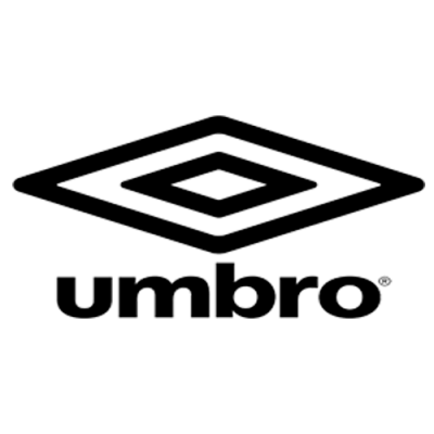 Logótipo preto da marca Umbro com losangos e texto.