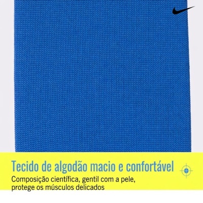Tecido azul de algodão macio e confortável com etiqueta amarela e logo Nike