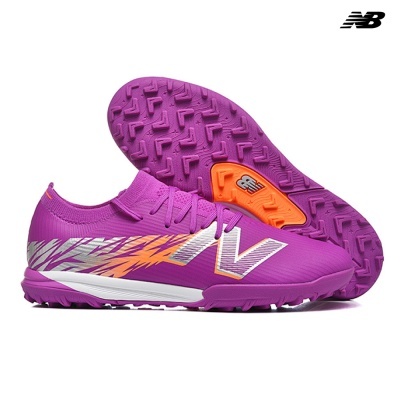 Sapatilhas desportivas New Balance roxas com padrão laranja e prateado