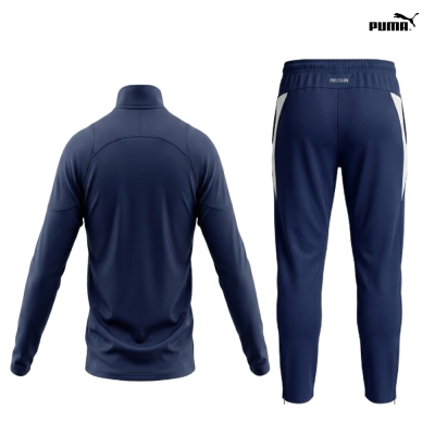 Conjunto desportivo azul escuro da Puma com casaco e calças de treino