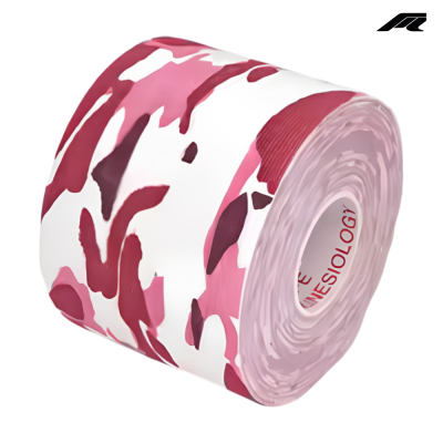 Rolo de fita adesiva rosa com padrão camuflado e texto PHYSIOLOGY